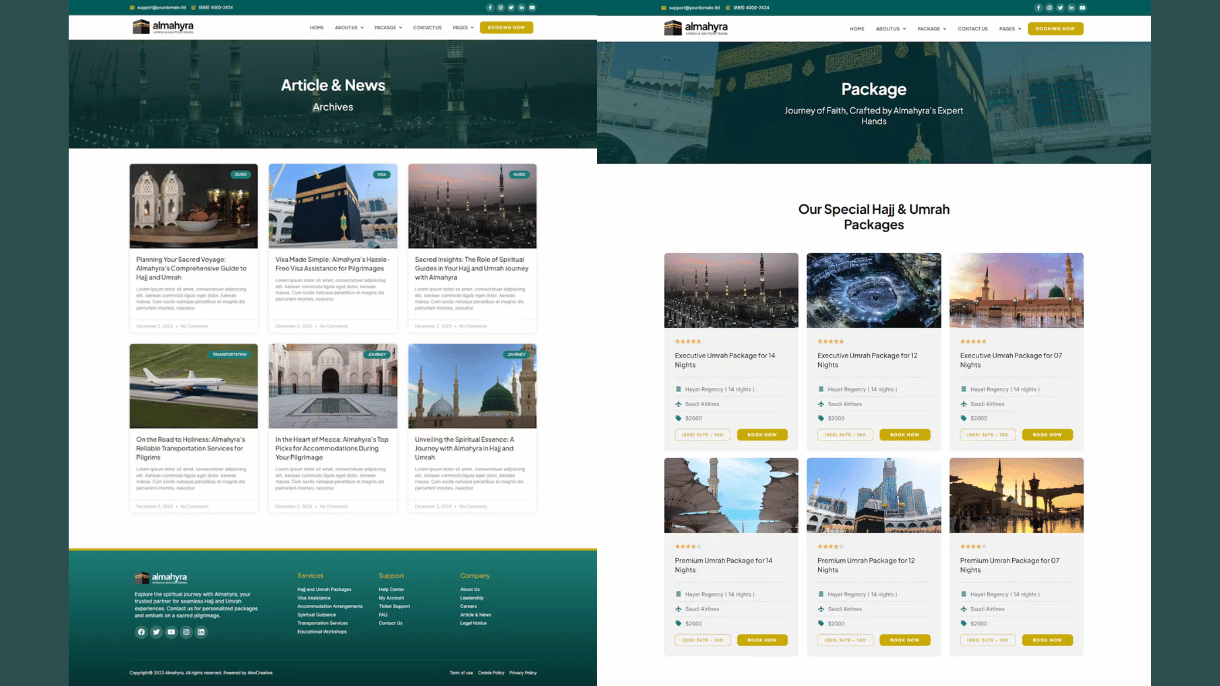 Almahyra Creative Umrah Website Amazing Design in 2024